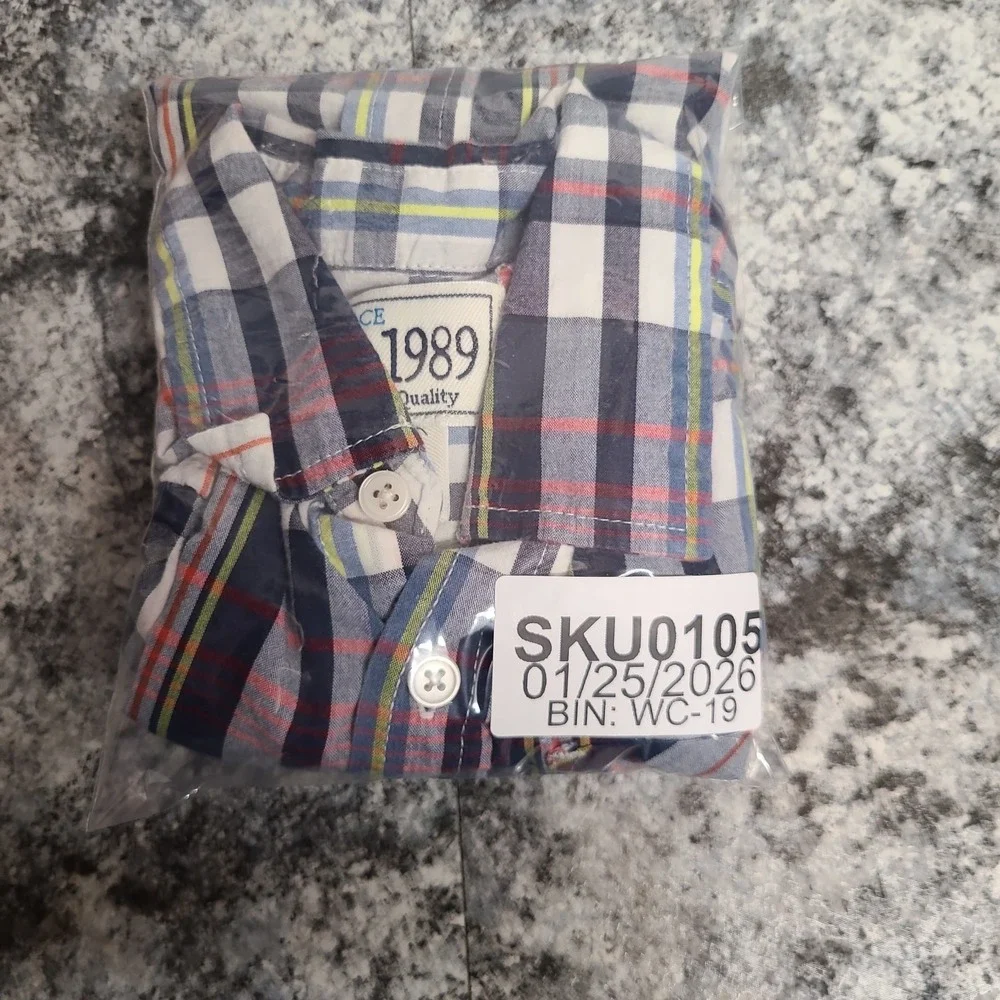 PLACE Boys Plaid Button Down Shirt 4T Long Sleeve Cotton Casual‎